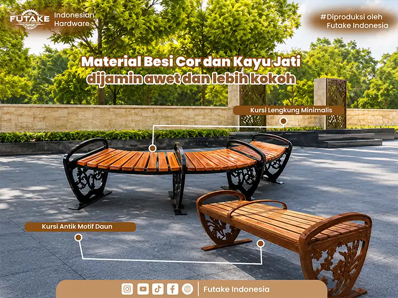 infografis model kursi bahan besi cor dan kayu jati langsung dari produsen