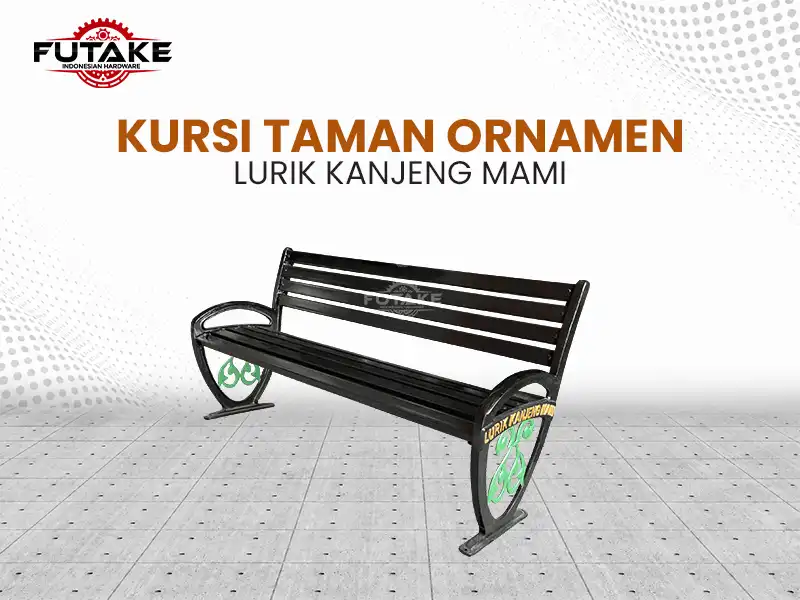 Kursi taman besi cor ornamen Lurik Kanjeng Mami dengan sentuhan budaya dan konstruksi kokoh.