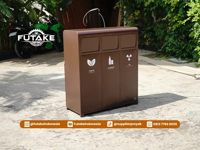 tempat sampah terpilah langsung dari futake agar dapat menunjang fasilitas taman kota